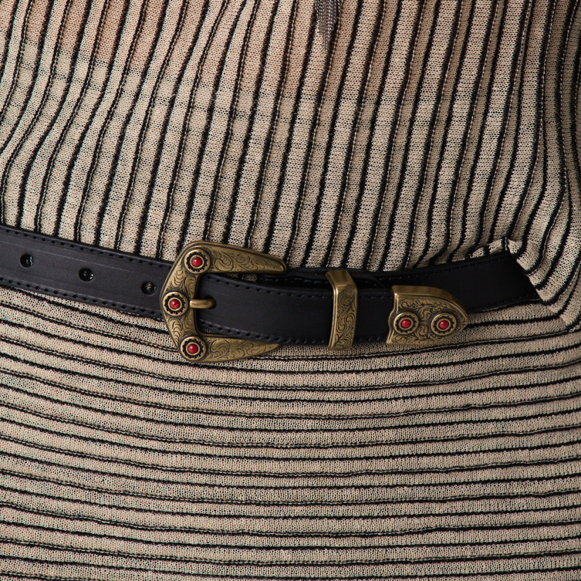 Women's Leather Belt with Coral...