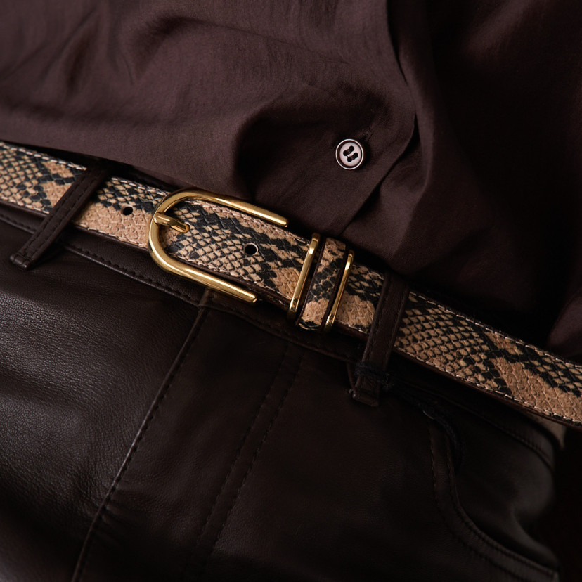Ceinture Femme en Cuir à Triple Passant