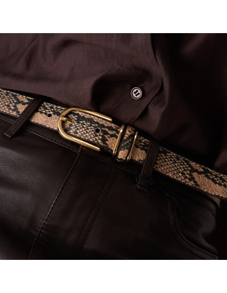 Ceinture Femme en Cuir à Triple Passant