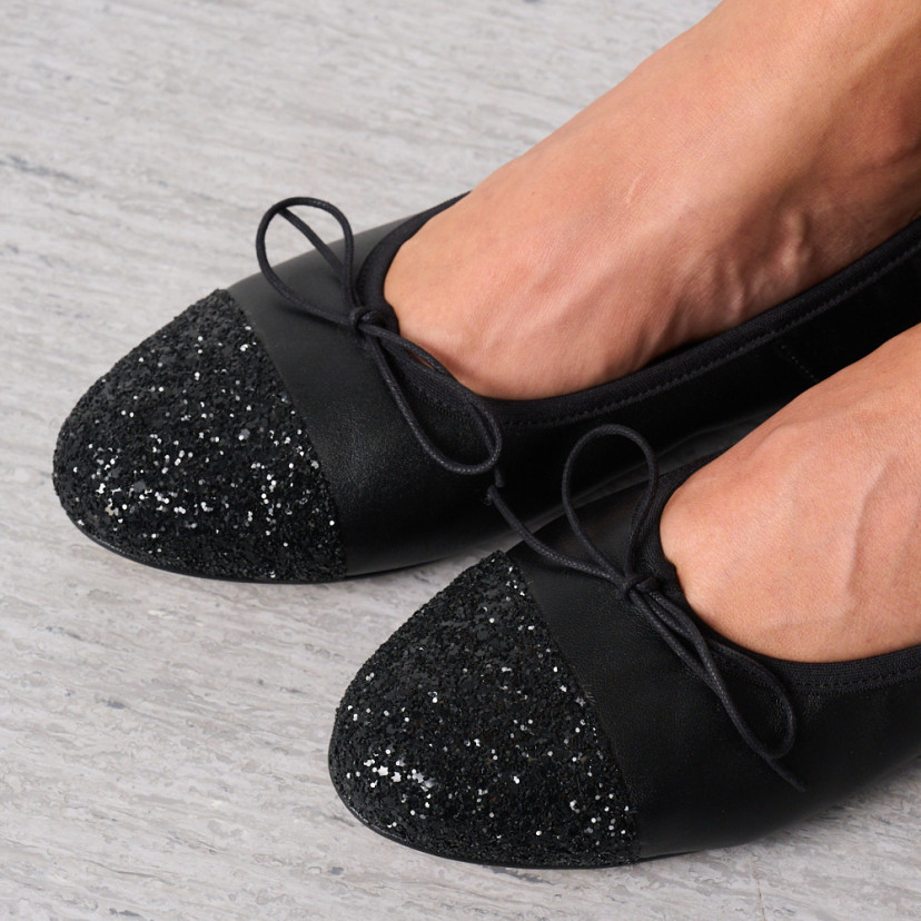 Valeria Glitter Toe Ballet Flats