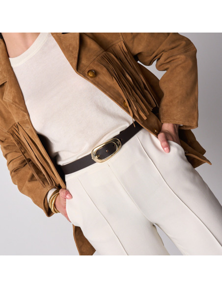 Women's Leather Belt with Elegant Buckle