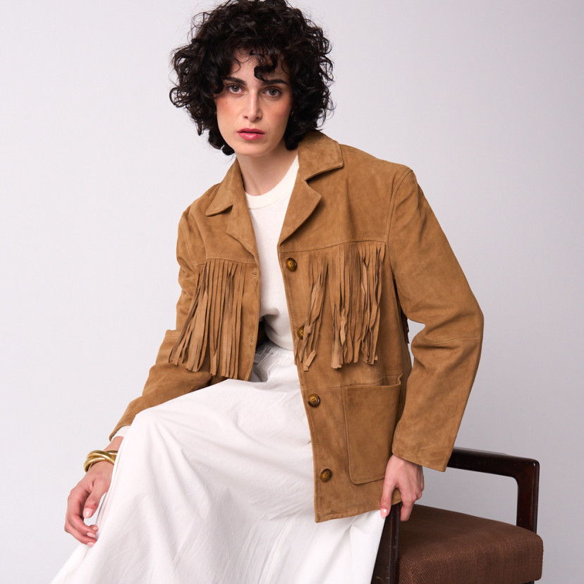 Chaqueta Ante Piel Flecos
