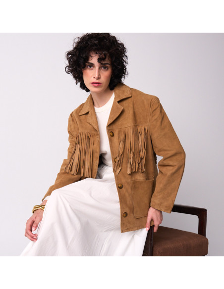 Chaqueta de Piel de Ante con Flecos