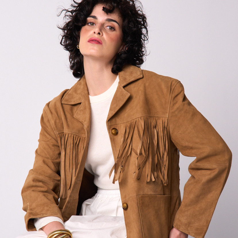 Chaqueta Ante Piel Flecos