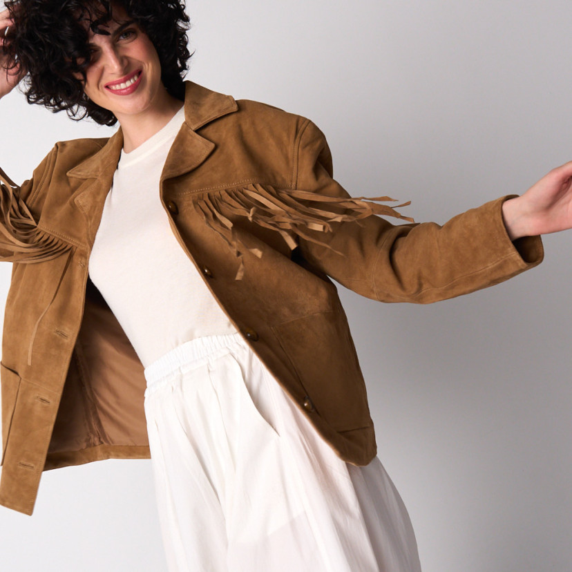 Suede Fringe Leather Jacket