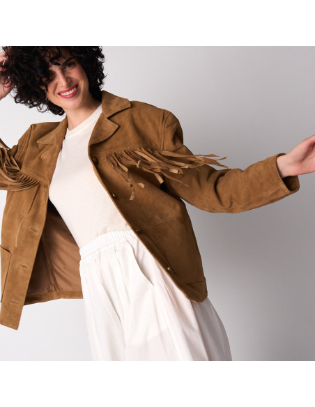 Chaqueta de Piel de Ante con Flecos