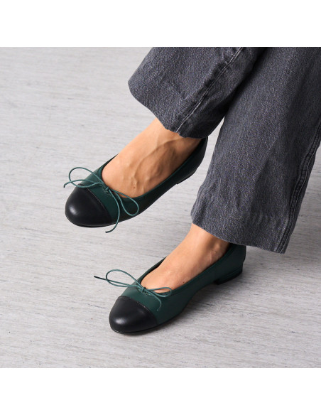 Leather Ballet Flat with Cap Toe Julia