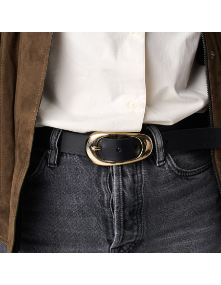 Cinto de Pele para Mulher com Fivela Elegant