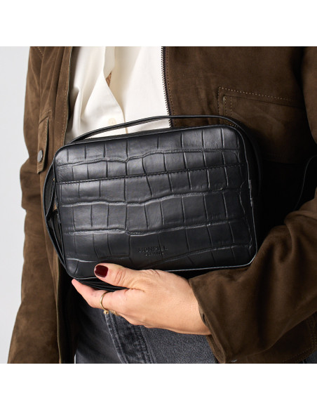 Bolsa Tiracolo de Couro Croco