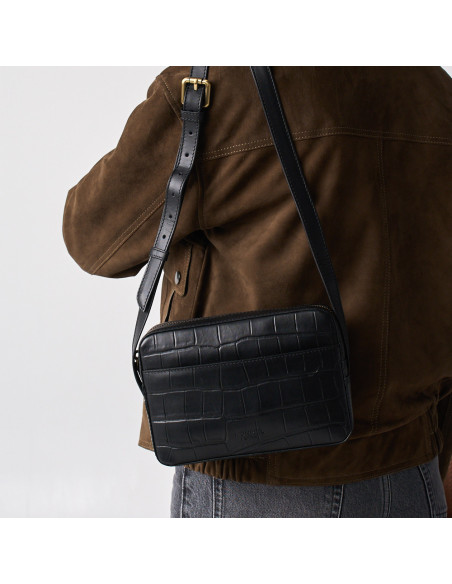 Bolsa Tiracolo de Couro Croco
