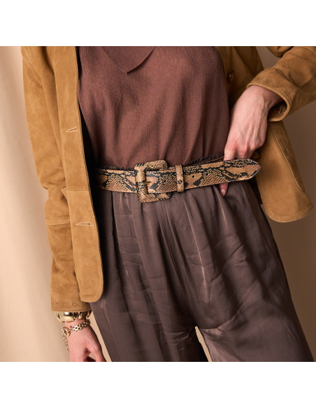 Large ceinture pour femme en cuir avec boucle doublée