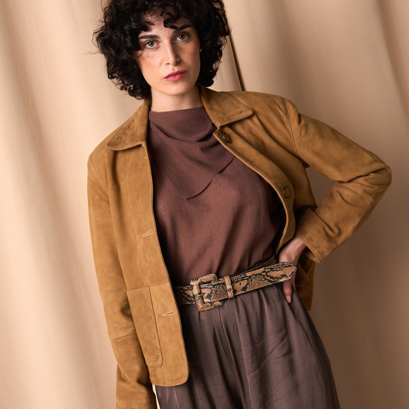 Cinto Largo Feminino de Couro com...