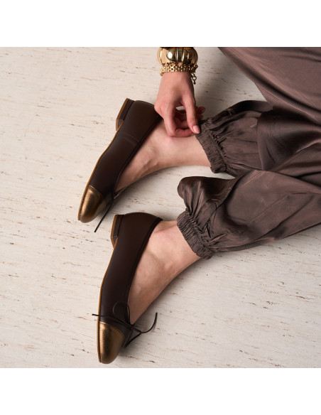 Leather Ballerina with Toe Cap Julia