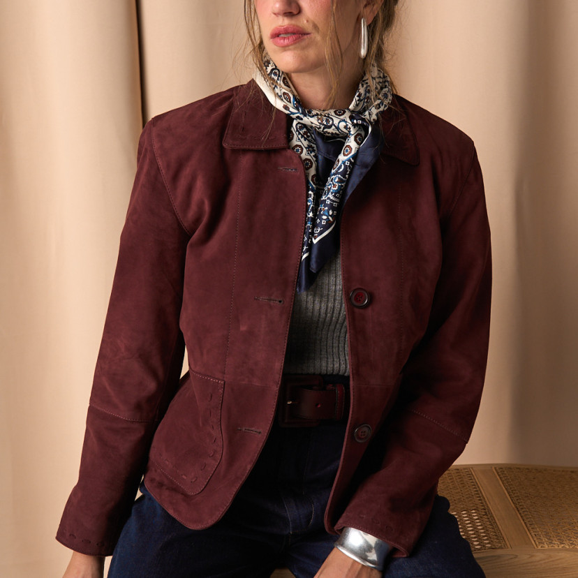 Chaqueta de Piel Mujer Costuras
