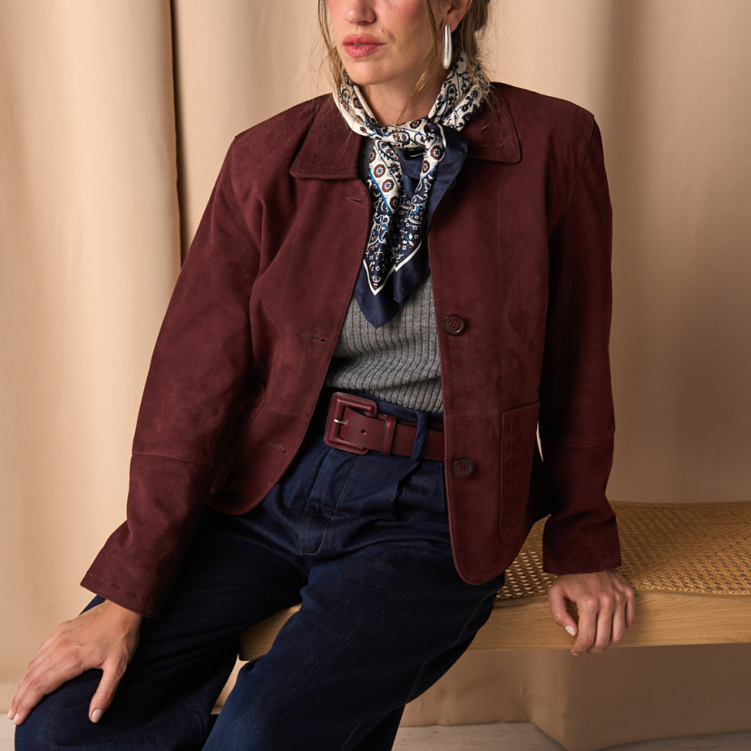 Chaqueta de Piel Mujer Costuras