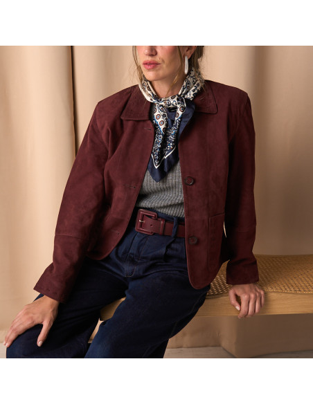 Damen-Wildlederjacke mit Sichtbaren Nähten