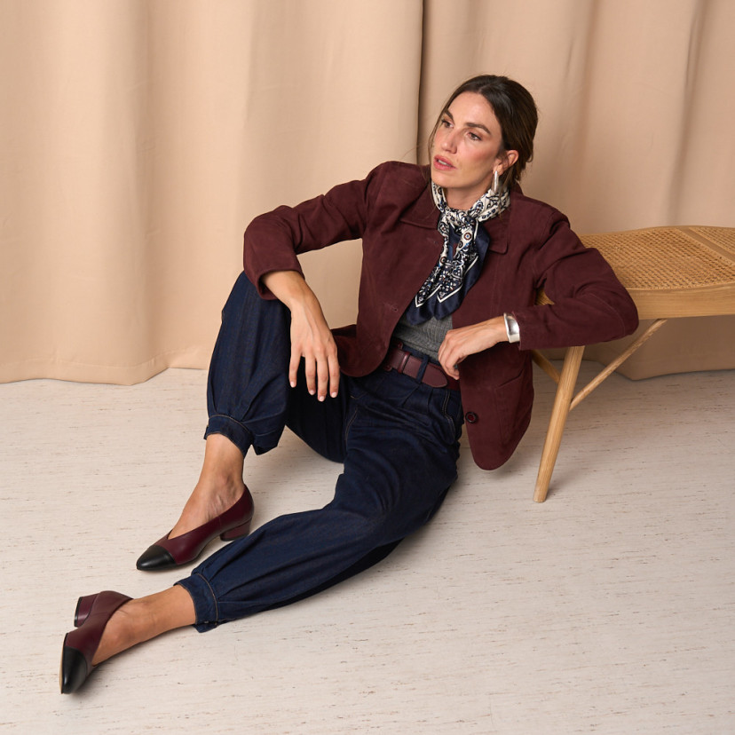 Chaqueta de Piel Mujer Costuras