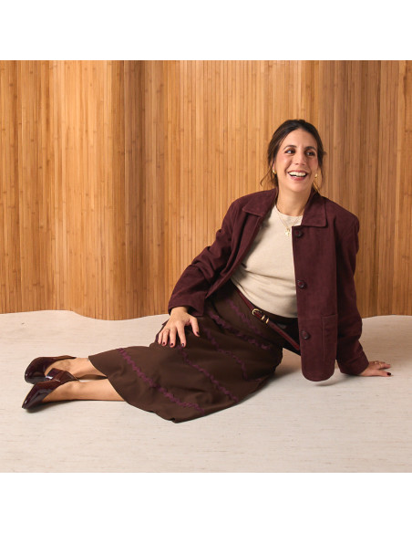 Veste Femme en Daim avec Coutures Apparentes