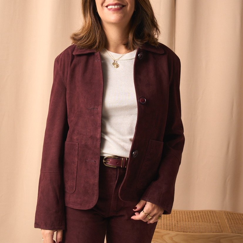 Chaqueta de Piel Mujer Costuras