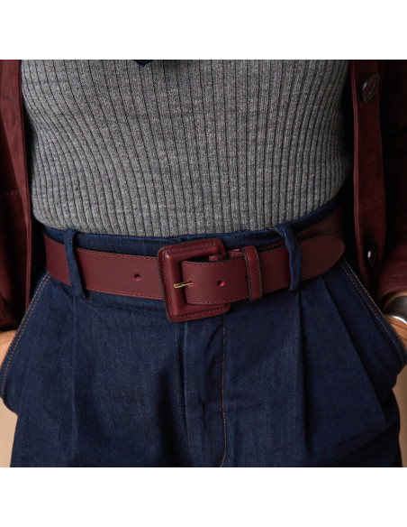 Large ceinture pour femme en cuir avec boucle doublée
