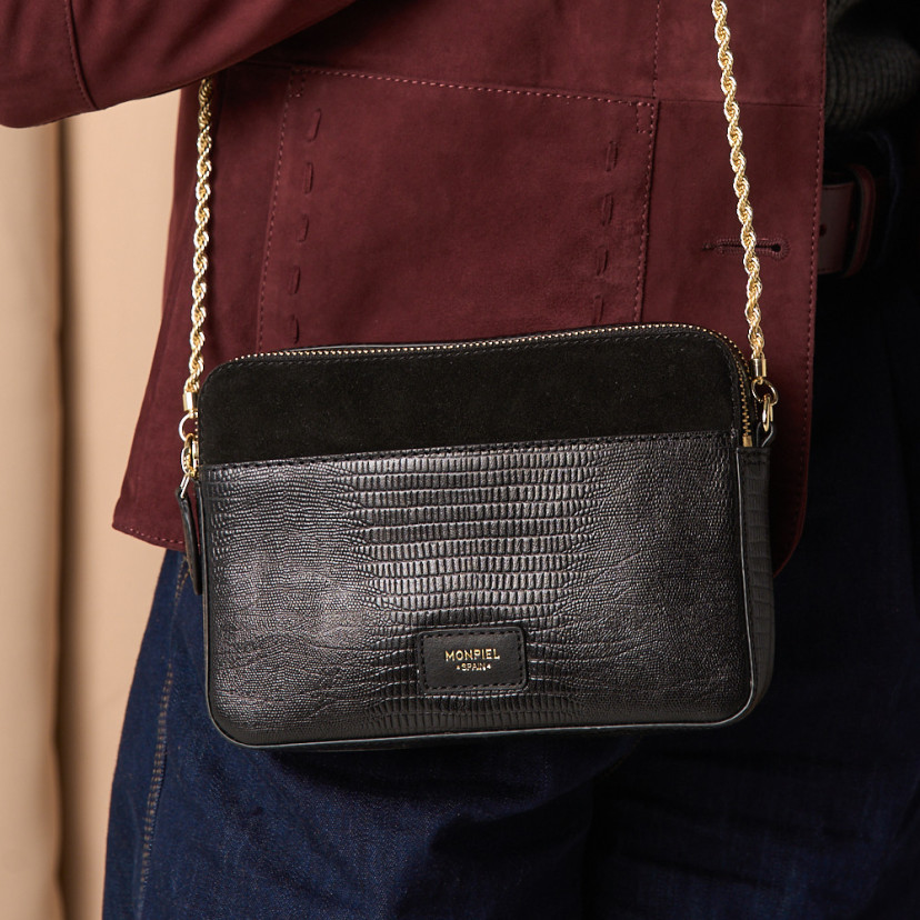 Women's Leather Bag with Gold Chain...