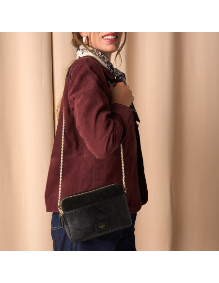 Bolsa de Pele Mulher com Corrente Dourada Olivia