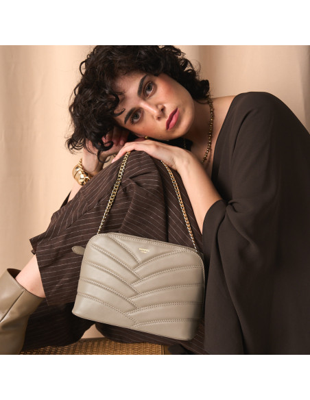 Quilted Leather Handbag with Gold Chain