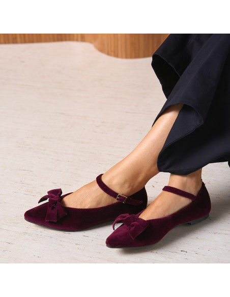 Mary Jane Scarpe in Velluto con Fiocco Blanca