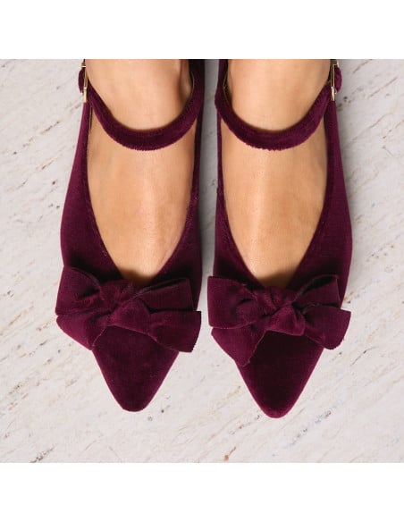 Samt-Mary-Jane mit Schleife Blanca