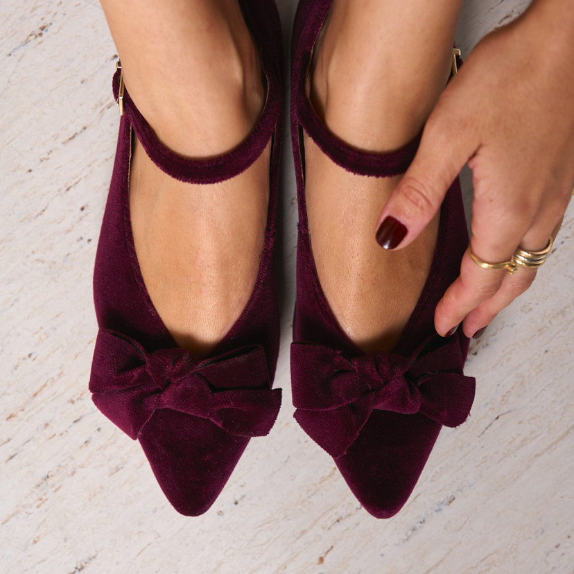 Velvet Mary Jane with Bow Blanca
