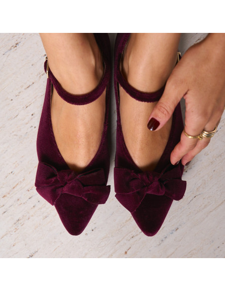 Velvet Mary Jane with Bow Blanca
