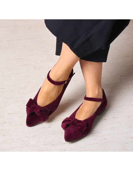 Mary Jane Scarpe in Velluto con Fiocco Blanca