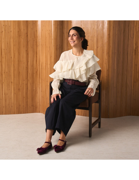 Mary Jane Scarpe in Velluto con Fiocco Blanca