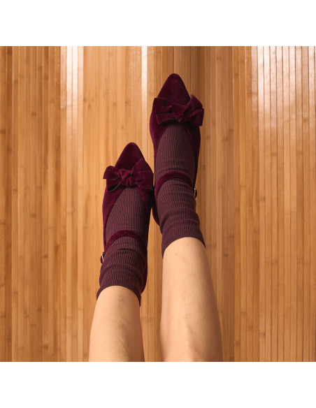 Mary Jane Scarpe in Velluto con Fiocco Blanca