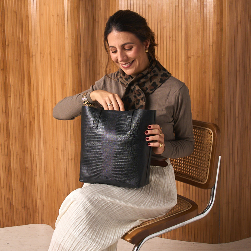 Shopper-Tasche Schlangenleder-Optik