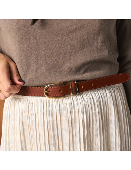 Ceinture Femme en Cuir à Triple Passant