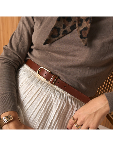 Ceinture Femme en Cuir à Triple Passant