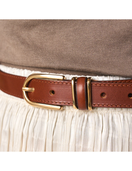 Women's Leather Belt with Triple Loop