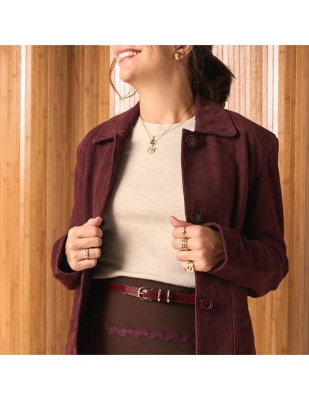 Ceinture Femme Fine en Cuir avec Boucle Dorée