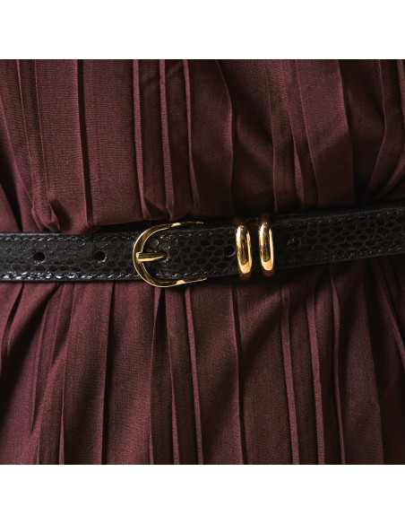 Ceinture Femme Fine en Cuir avec Boucle Dorée