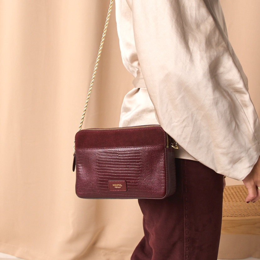 Women's Leather Bag with Gold Chain...