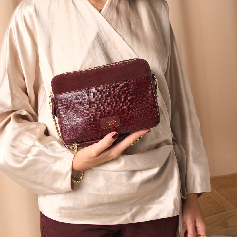 Women's Leather Bag with Gold Chain...