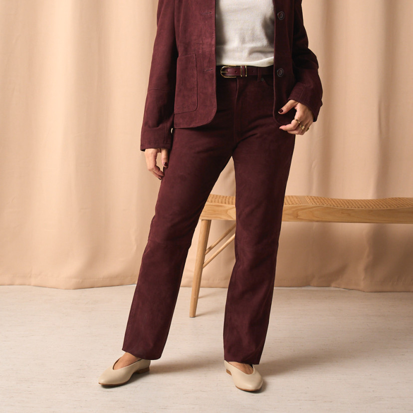 Pantalon Cinq Poches en Daim avec...