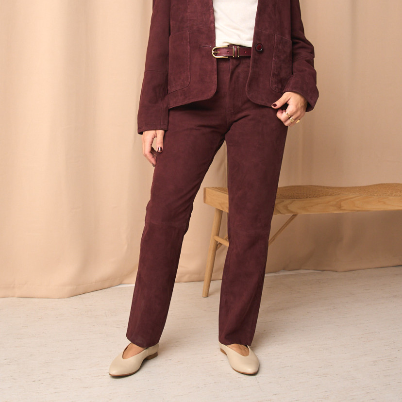 Pantalon Cinq Poches en Daim avec...
