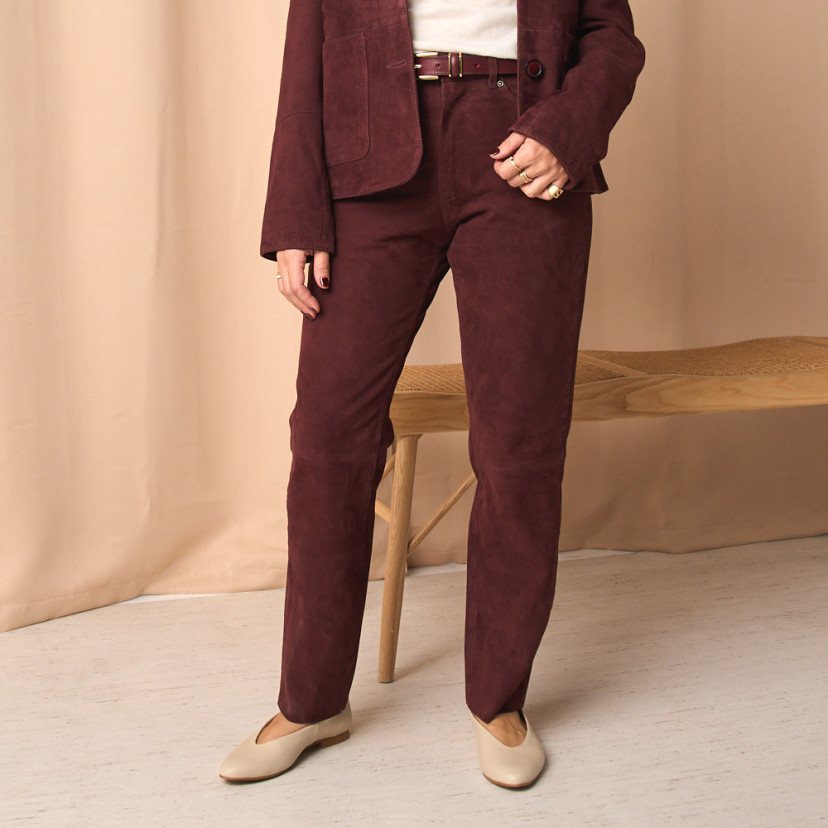 Pantalón Ante Cinco Bolsillos Costuras