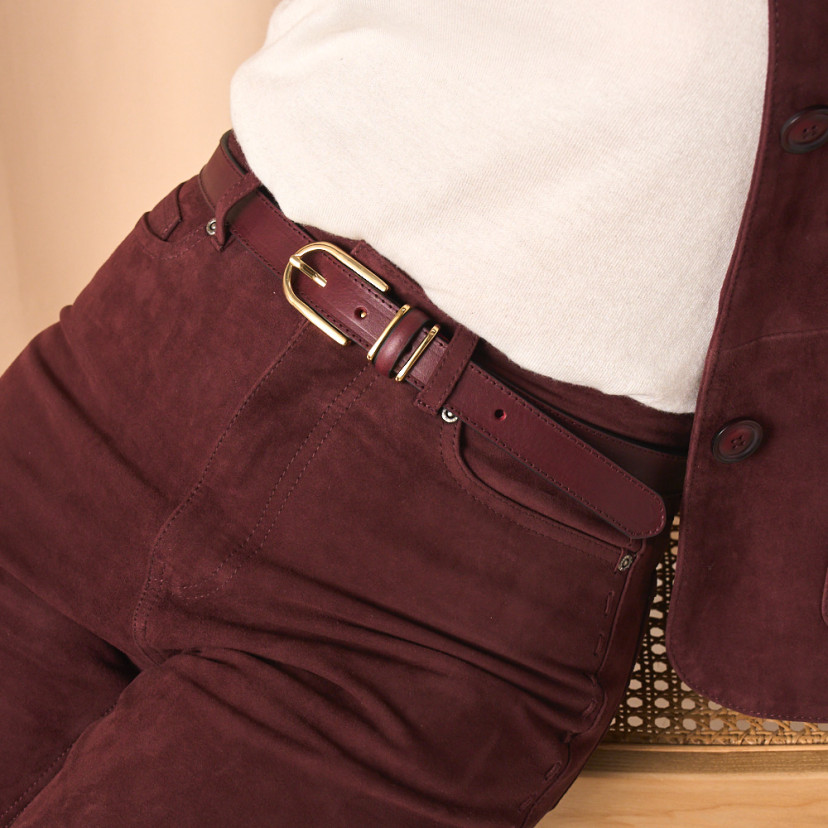 Ceinture Femme en Cuir à Triple Passant