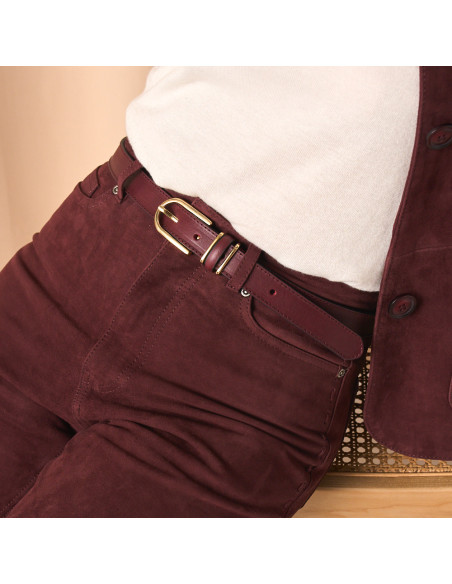 Ceinture Femme en Cuir à Triple Passant