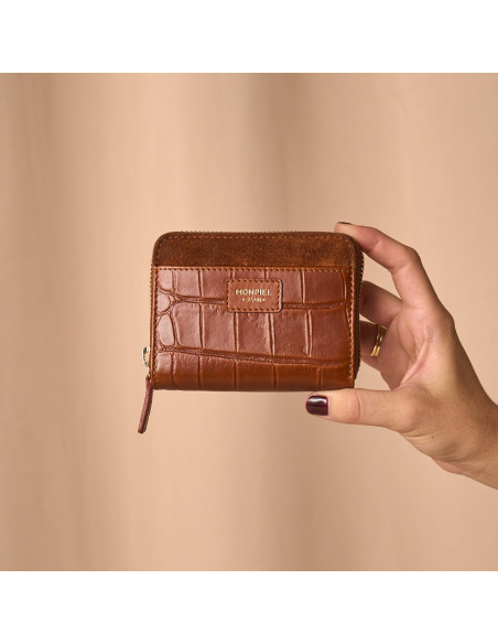 Cartera de Piel Pequeña con Cierre para Mujer