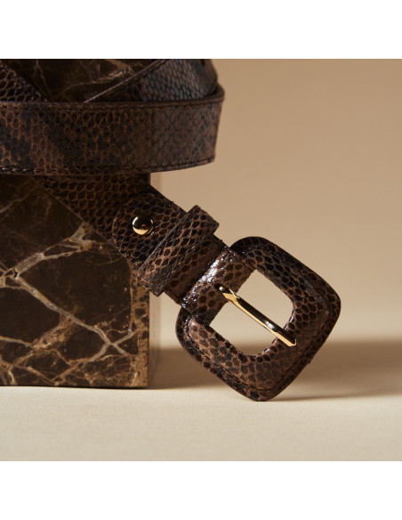 Women's Leather Belt with Covered Buckle