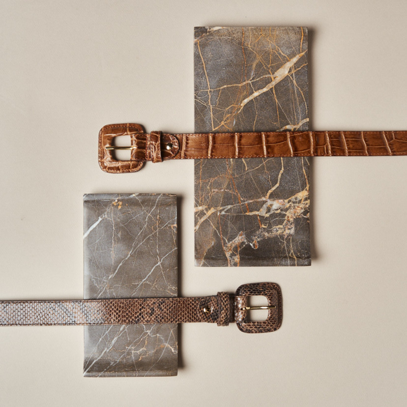 Women's Leather Belt with Covered Buckle